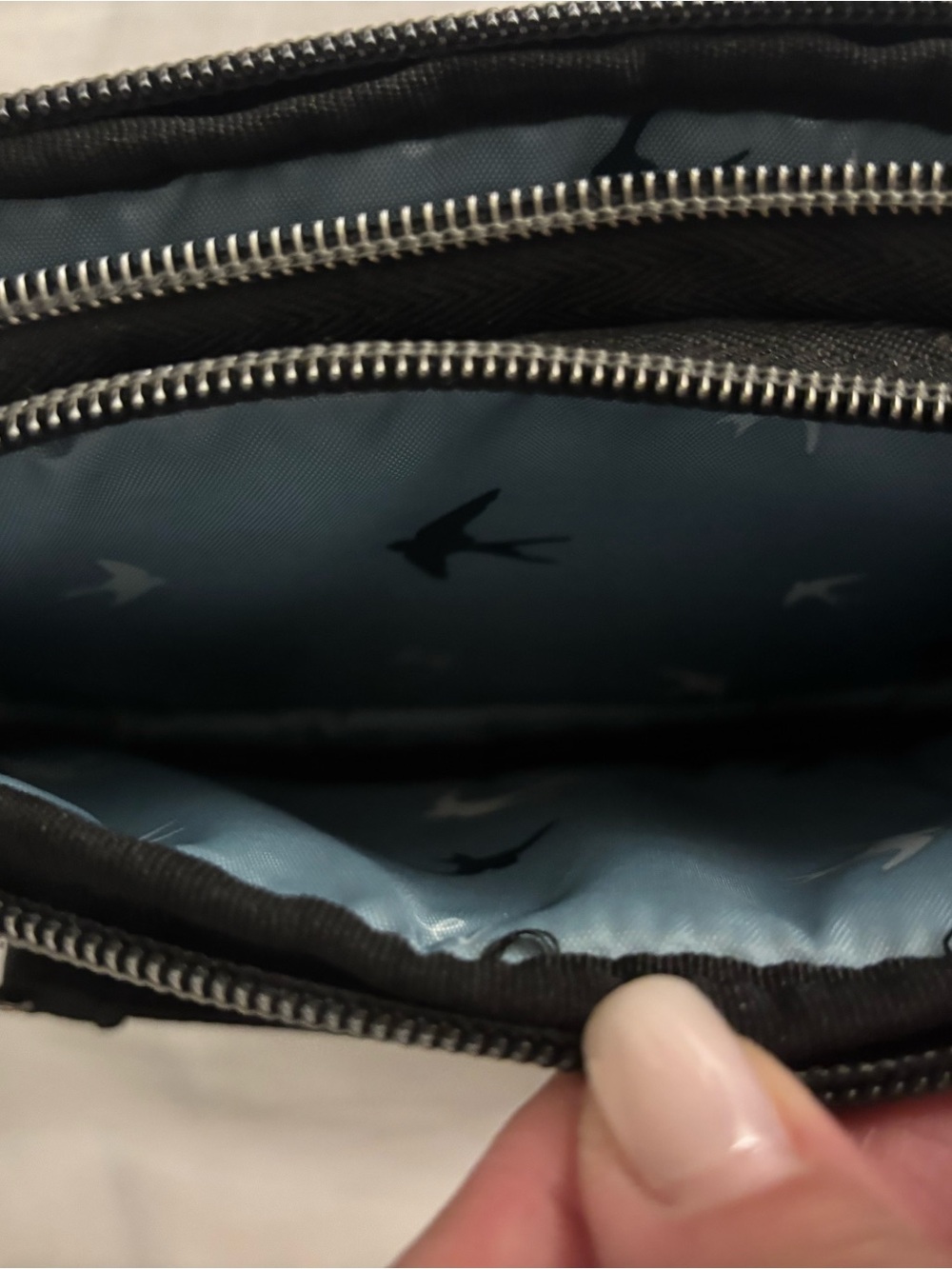 Lug Black Crossbody Bag with Multicolor Rainbow Stitching - Picture 9 of 11